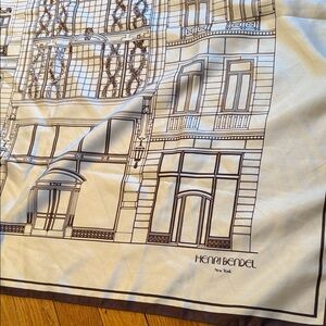 Henri Bendel Cream and Brown Architectural Print Scarf